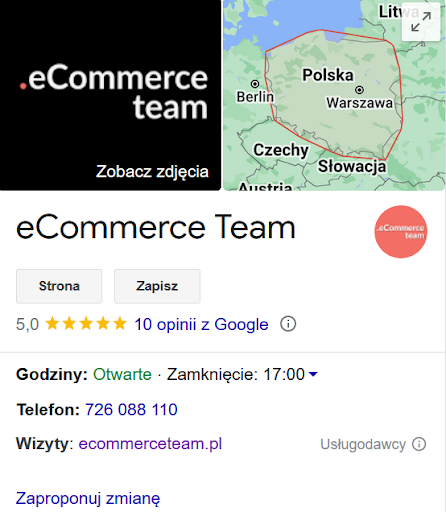 wizytówka Google eCommerce Team