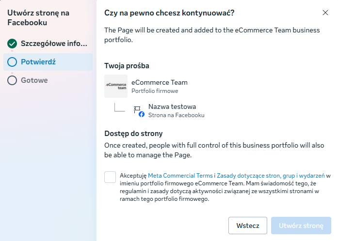 Strona firmowa w portfolio firmowym Meta