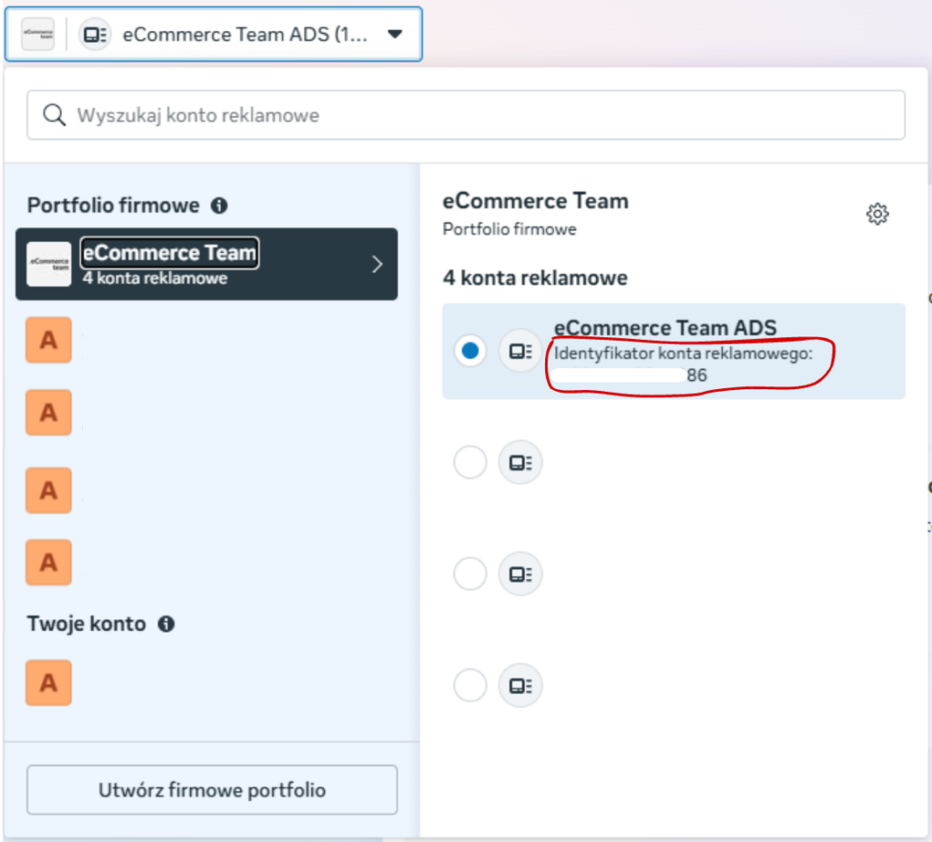 Identyfikator konta reklamowego Meta