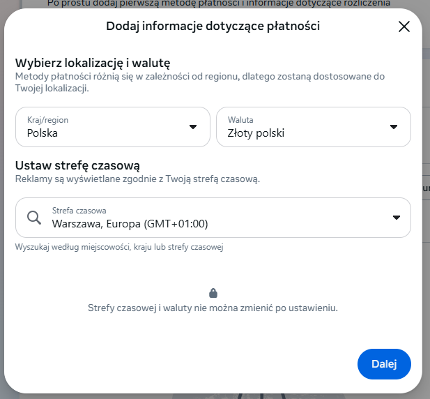 Dodawanie informacji dotyczących płatności w Meta