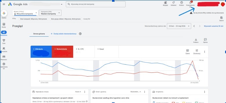 Google Ads – panel przeglądu kampanii i statystyk reklam